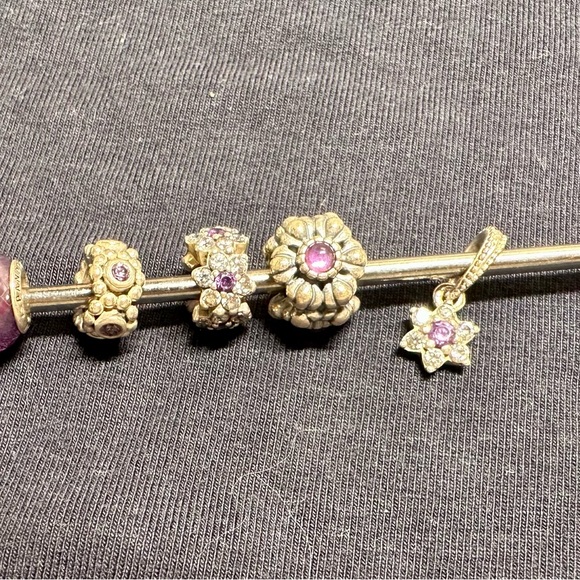 Pandora Purple and Silver Charm Bracelet - Picture 2 of 2